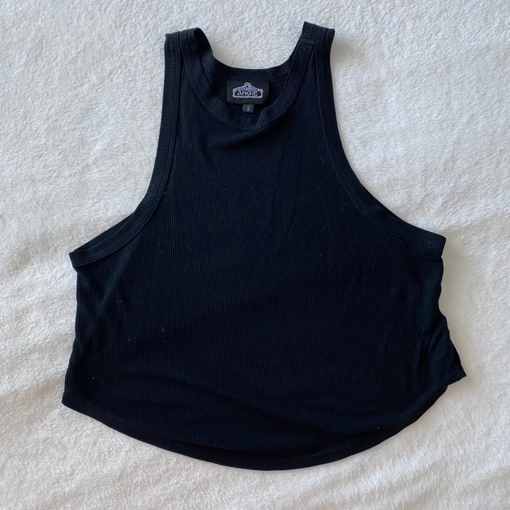 Angie Black Ribbed Racerback Muscle Tank Top
